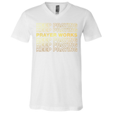 "Keep Praying" Metallic Gold V-Neck T-Shirt