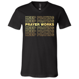 "Keep Praying" Metallic Gold V-Neck T-Shirt